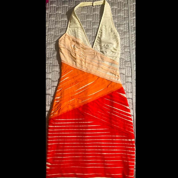 Peach, Orange & Red Halter Dress - Picture 3 of 11